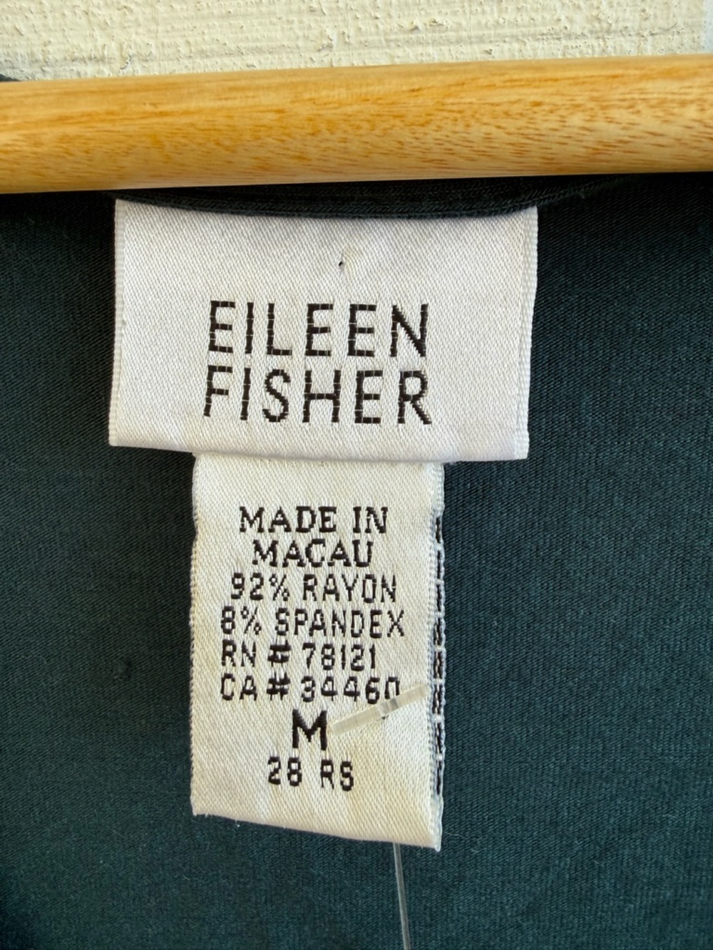 Eileen Fisher Teal Single-Button V-Neck Long Sleeve Rayon Cardigan Size Medium - Picture 4 of 4